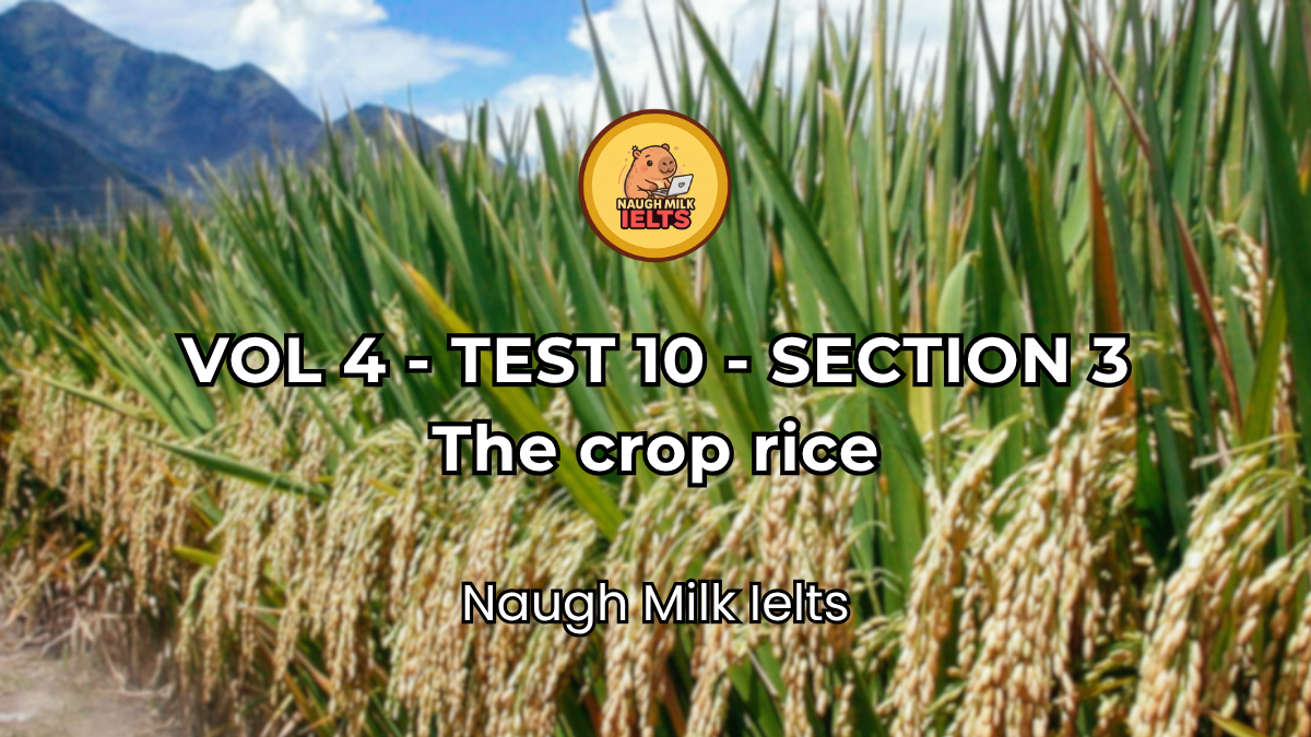 VOLUME 4 - TEST 10 - SECTION 3: The crop rice