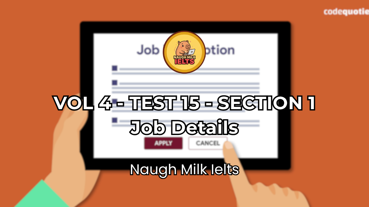 VOLUME 4 - TEST 15 - SECTION 1: Job Details