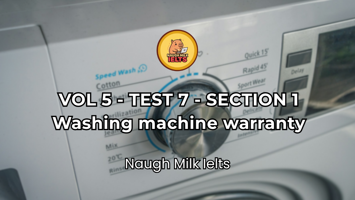 VOLUME 5 - TEST 7 - SECTION 1: Washing machine warranty
