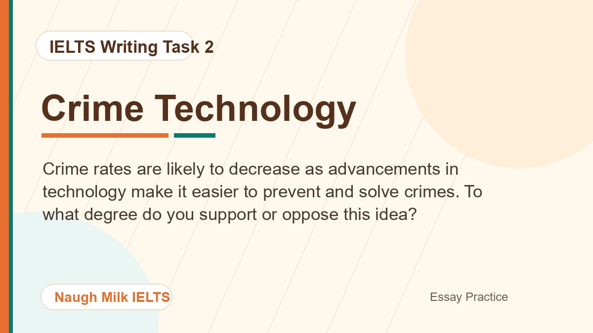 Task 2: Crime rates are likely to decrease as advancements in technology make it easier to prevent and solve crimes. To what degree do you support or oppose this idea?